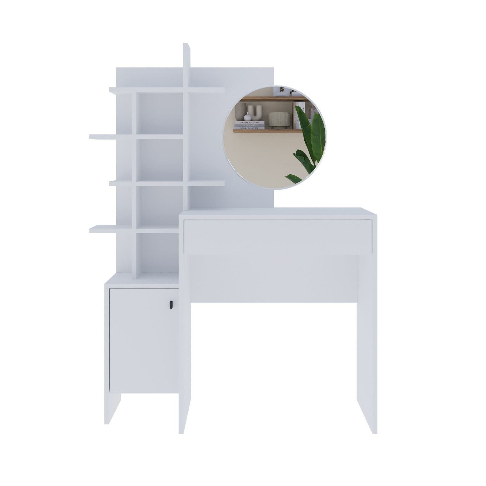 Table de maquillage en bois "Mup" 105 x 35 x 151 cm - Blanc
